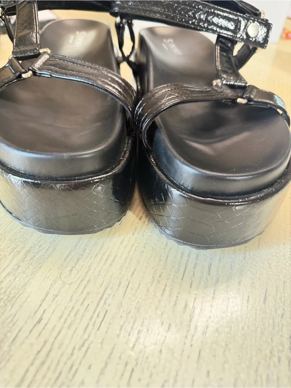 Women's Black Platform Sandal with Ankle Strap